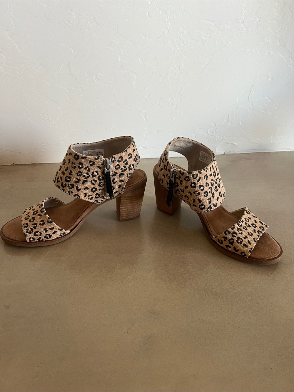 Toms Leopard Print Wedge Sandals - Brown/Black - Picture 2 of 6